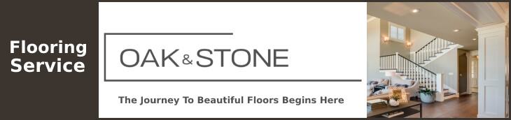 Image presents a picture promoting OAK & STONE FLOORS as Oregon's best flooring service.